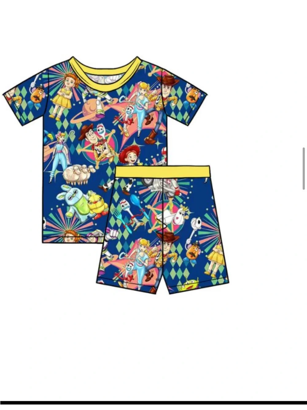 BAMBOO Kids Matching Set Blue with Yellow Trim